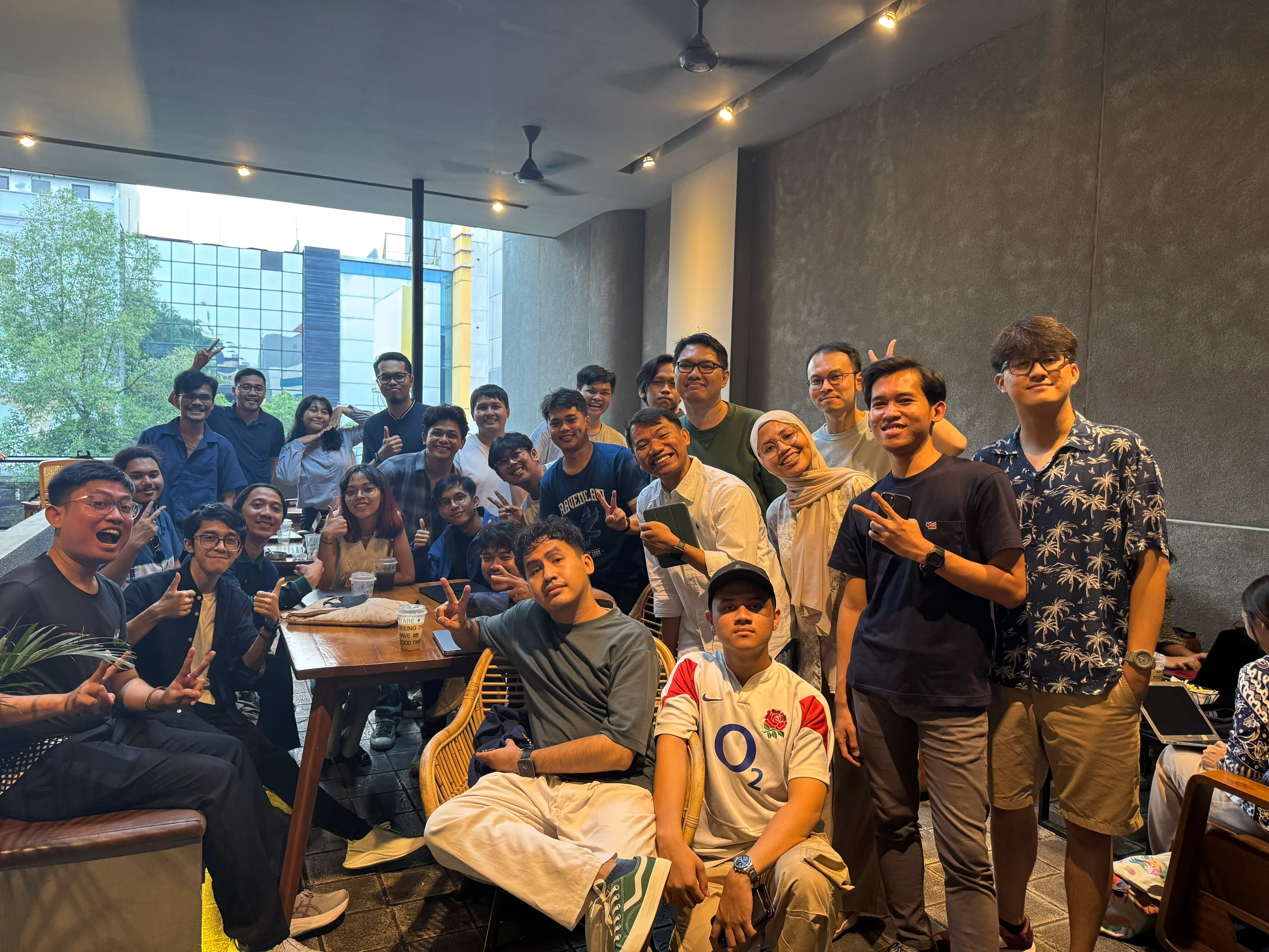 A gathering with friends at a cafe