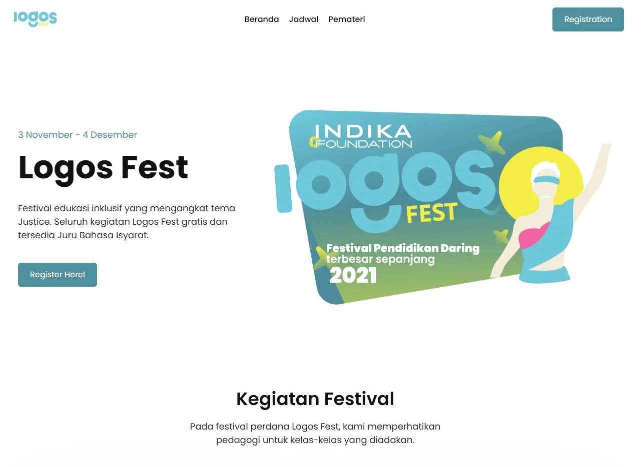 Logos Festival Landing Page screenshot