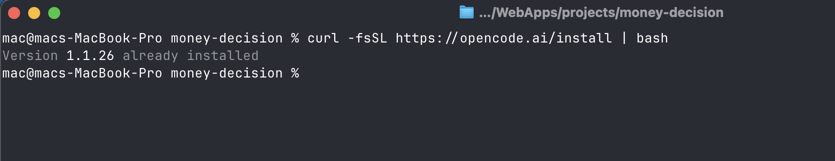 Install OpenCode via curl